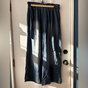 Zenana Outfitters Navy Wide Leg Pant with Tie Detail